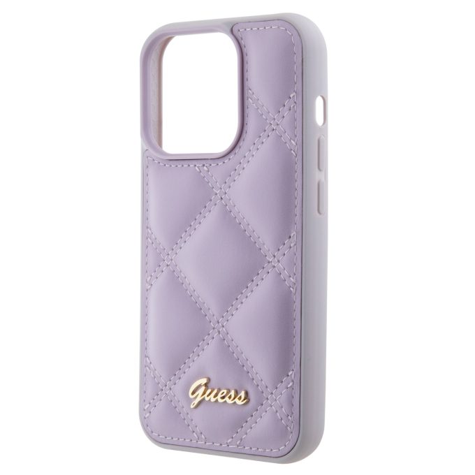 iPhone 15 PRO light purple PU Leather HC Quilted Metal Logo GUESS nugarėlė