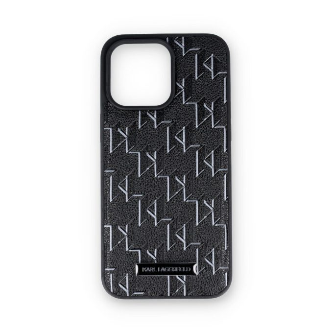 iPhone 15 PRO MAX black  Magsafe PU Hot Stamp KARL LAGERFELD nugarėlė