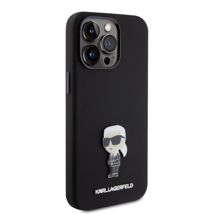 iPhone 15 PRO MAX black Metal Ikonik KARL LAGERFELD nugarėlė