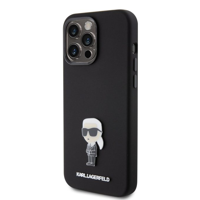 iPhone 15 PRO MAX black Metal Ikonik KARL LAGERFELD nugarėlė