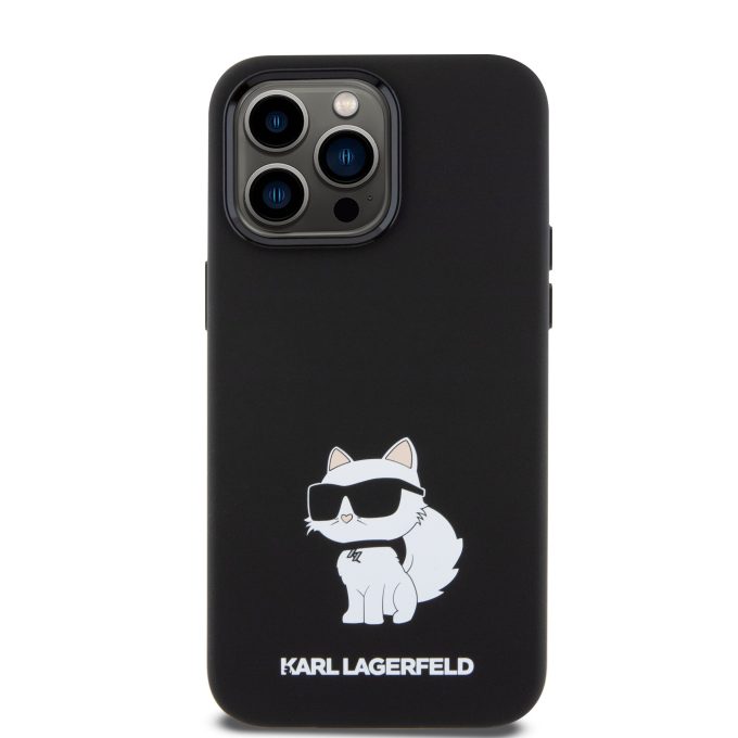 iPhone 15 PRO MAX black NFT Liquid Silicone Choupette KARL LAGERFELD nugarėlė