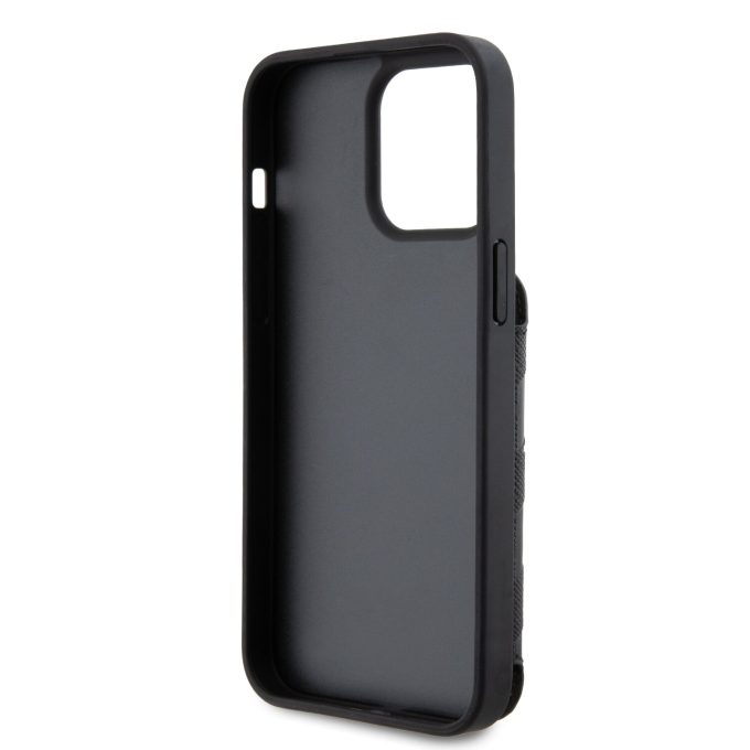 iPhone 15 PRO MAX black Saffiano Cardslots and Stand Monogram KARL LAGERFELD nugarėlė