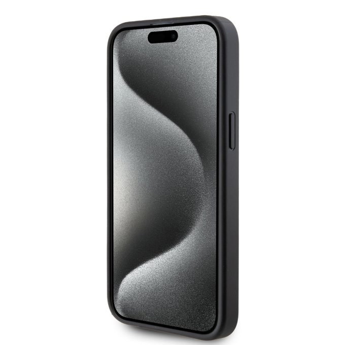 iPhone 15 PRO MAX black Saffiano Cardslots Metal PIN KARL LAGERFELD nugarėlė