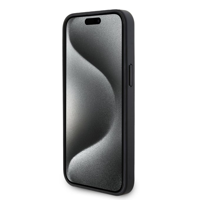 iPhone 15 PRO MAX black Saffiano Cardslots RSG 3D Logo KARL LAGERFELD nugarėlė