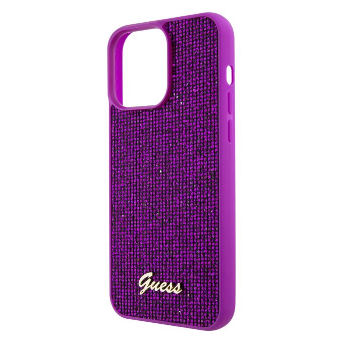 iPhone 15 PRO MAX fuschia Disco Metal Script GUESS nugarėlė