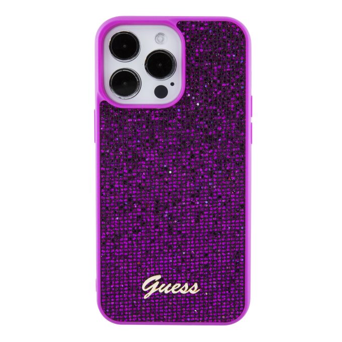 iPhone 15 PRO MAX fuschia Disco Metal Script GUESS nugarėlė