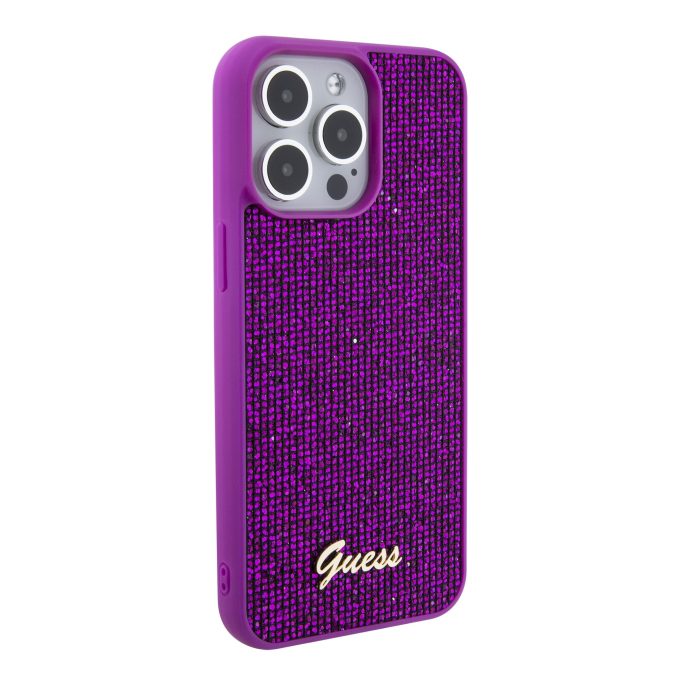 iPhone 15 PRO MAX fuschia Disco Metal Script GUESS nugarėlė