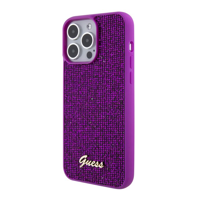 iPhone 15 PRO MAX fuschia Disco Metal Script GUESS nugarėlė