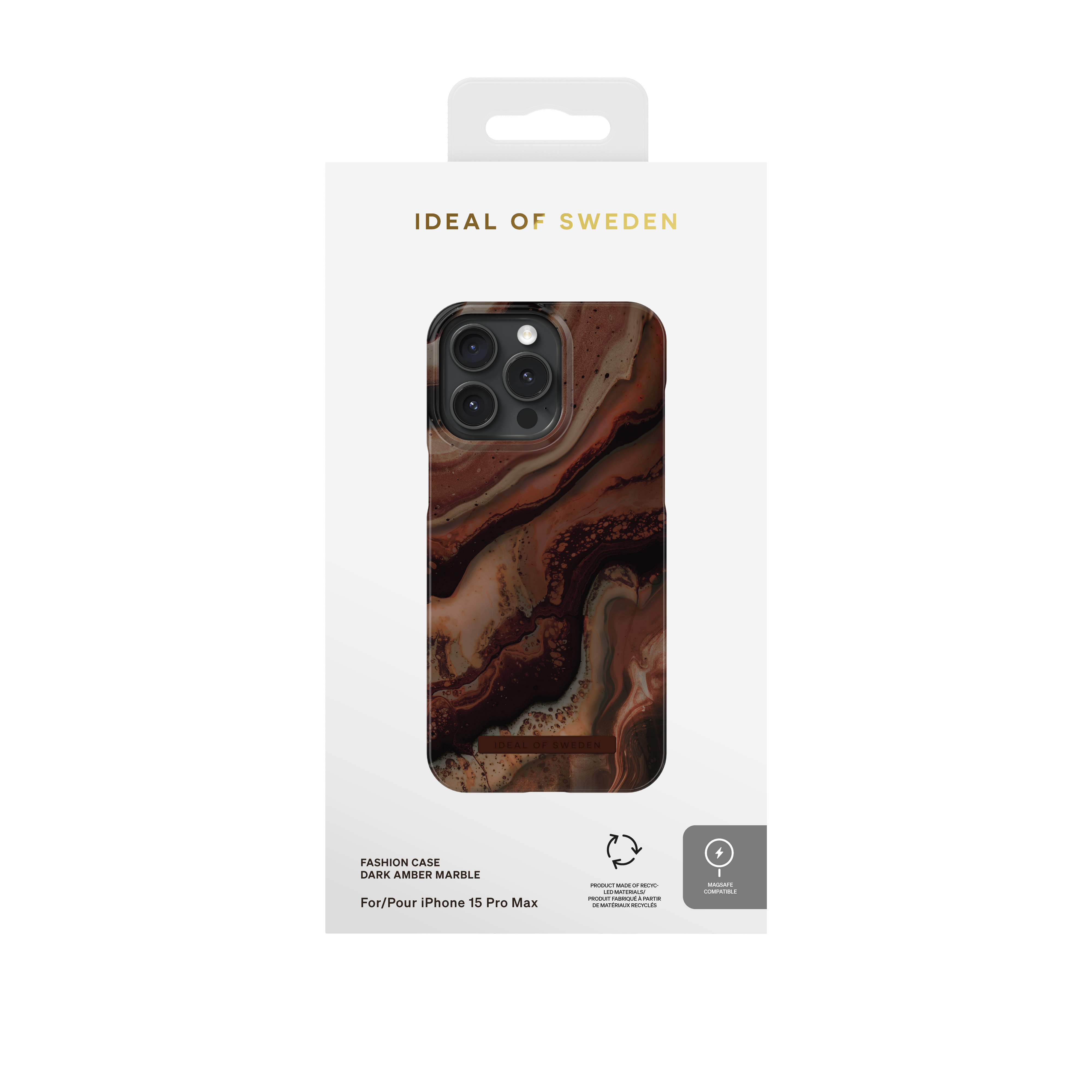 iPhone 15 PRO MAX iDeal Of Sweden nugarėlė MagSafe Dark Amber Marble - Image 2