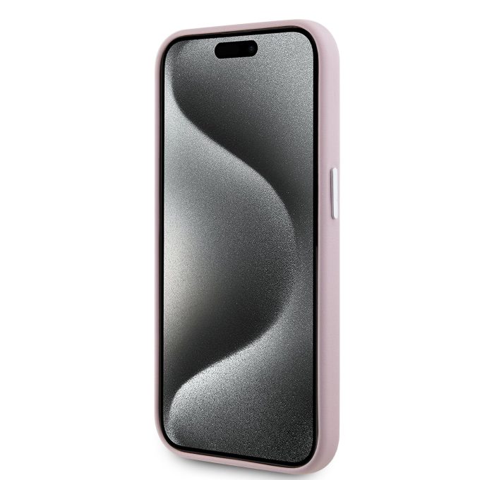 iPhone 15 PRO MAX pink Magsafe PU FW Metal Plate KARL LAGERFELD nugarėlė