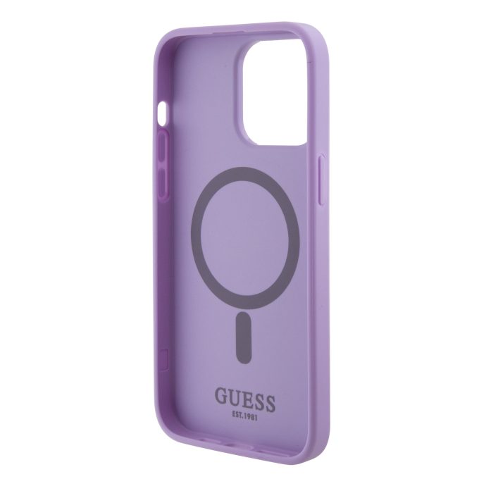 iPhone 15 PRO MAX purple Saffiano MagSafe GUESS nugarėlė