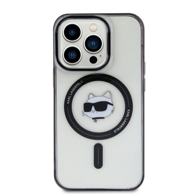 iPhone 15 PRO MAX transparent IML Choupette`s Head MagSafe KARL LAGERFELD nugarėlė