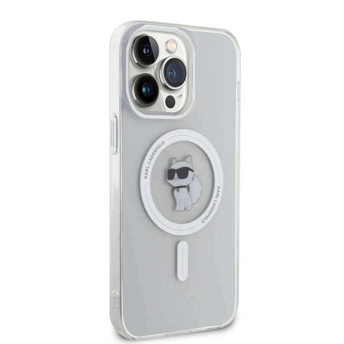 iPhone 15 PRO MAX transparent MagSafe Choupette IML KARL LAGERFELD nugarėlė