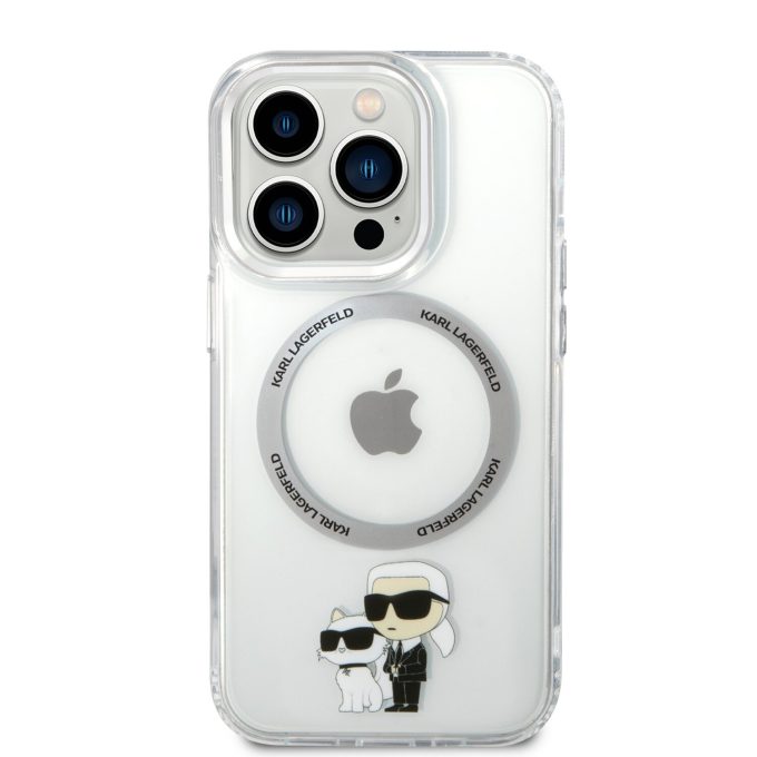 iPhone 15 PRO MAX transparent NFT Karl and Choupette IML MagSafe KARL LAGERFELD nugarėlė