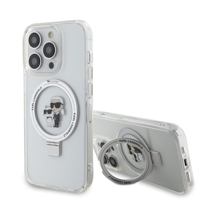 iPhone 15 PRO MAX white Ring Stand MagSafe Karl and Choupette KARL LAGERFELD nugarėlė