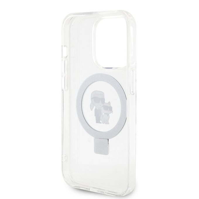 iPhone 15 PRO MAX white Ring Stand MagSafe Karl and Choupette KARL LAGERFELD nugarėlė