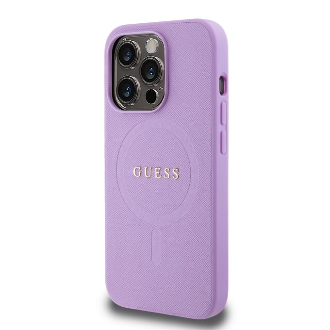 iPhone 15 PRO purple Saffiano MagSafe GUESS nugarėlė