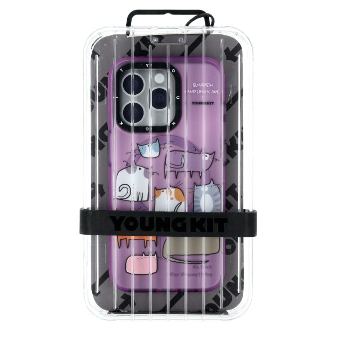 iPhone 15 PRO purple YOUNGKIT MagSafe Elizabeth Anderson Art Adorable Cat nugarėlė