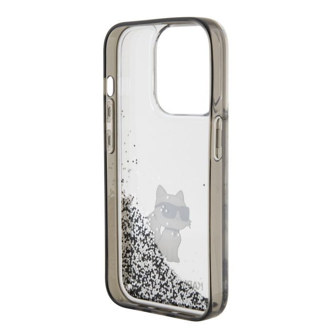 iPhone 15 PRO silver Liquid Glitter Choupette KARL LAGERFELD nugarėlė
