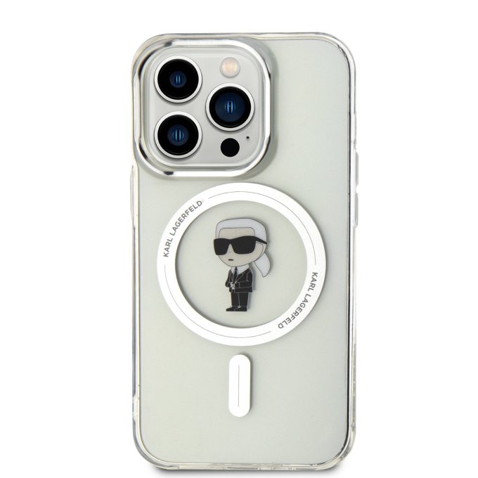 iPhone 15 PRO transparent MagSafe Ikonik IML KARL LAGERFELD nugarėlė