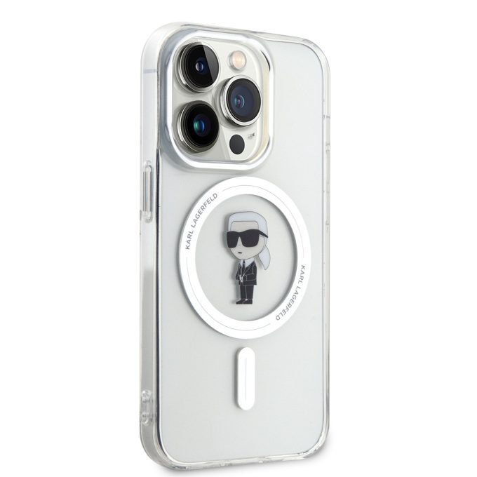 iPhone 15 PRO transparent MagSafe Ikonik IML KARL LAGERFELD nugarėlė