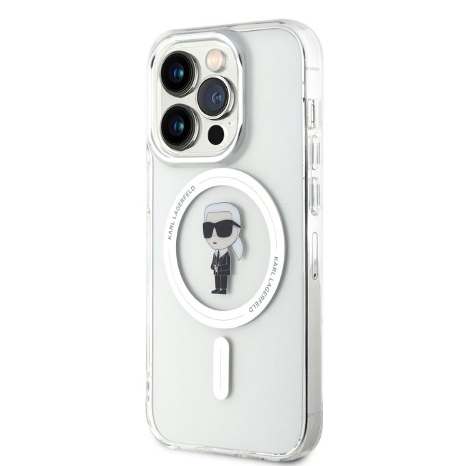 iPhone 15 PRO transparent MagSafe Ikonik IML KARL LAGERFELD nugarėlė