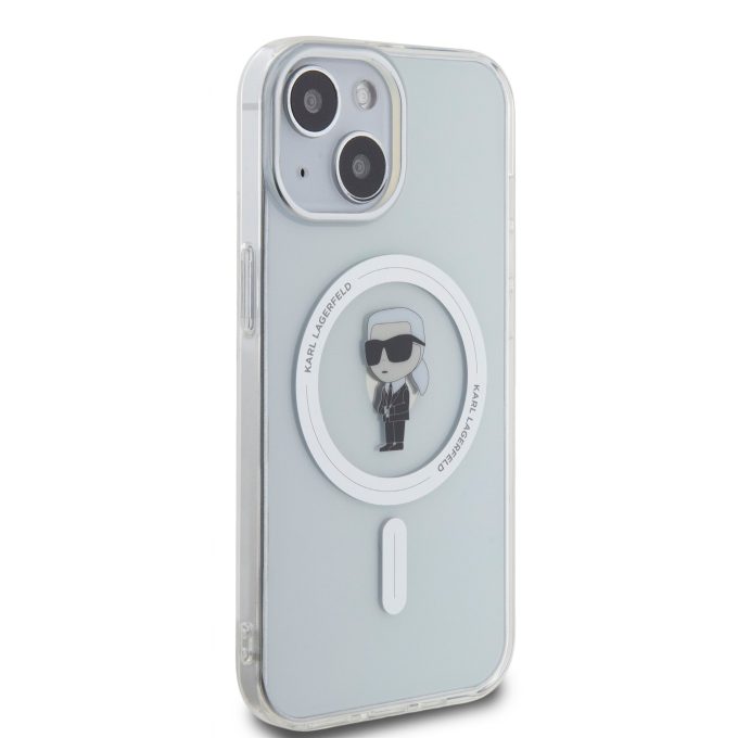 iPhone 15 / 14 / 13 transparent MagSafe Ikonik IML KARL LAGERFELD nugarėlė