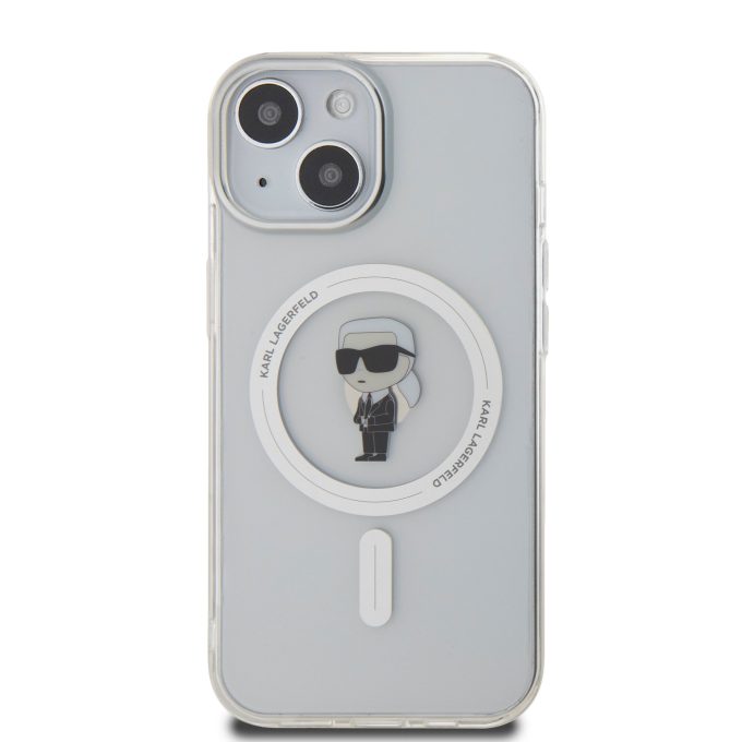 iPhone 15 / 14 / 13 transparent MagSafe Ikonik IML KARL LAGERFELD nugarėlė