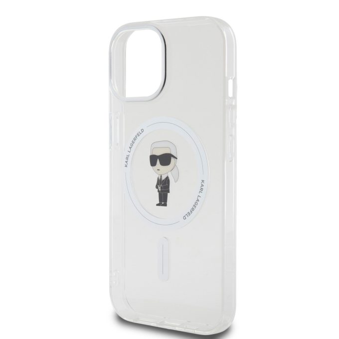 iPhone 15 / 14 / 13 transparent MagSafe Ikonik IML KARL LAGERFELD nugarėlė