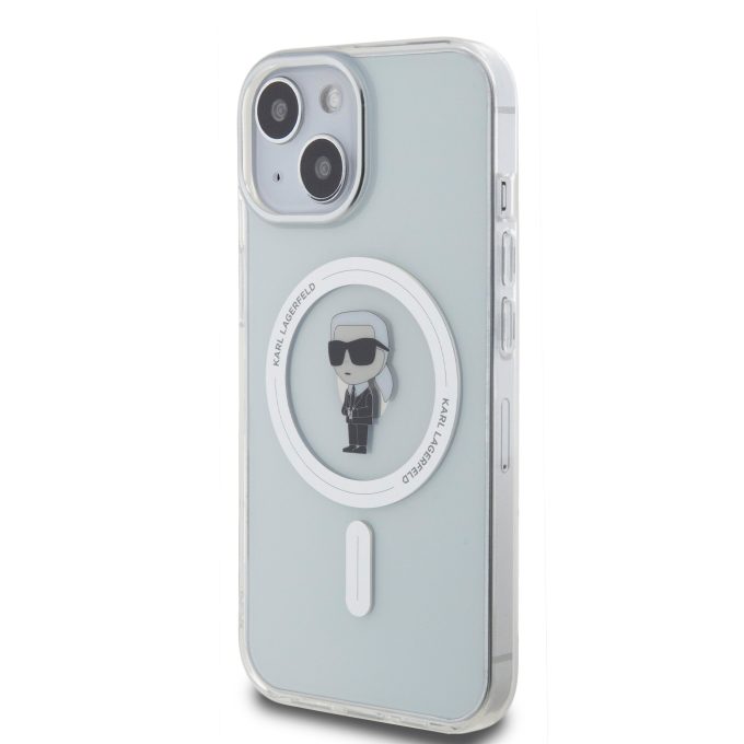 iPhone 15 / 14 / 13 transparent MagSafe Ikonik IML KARL LAGERFELD nugarėlė