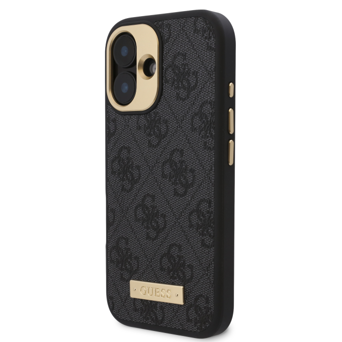 iPhone 16 black Magsafe 4G PU Logo Plate GUESS nugarėlė