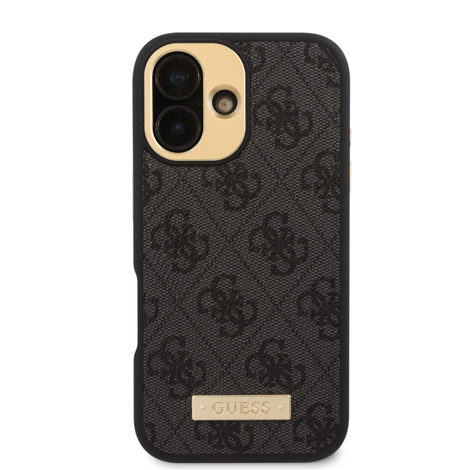 iPhone 16 black Magsafe 4G PU Logo Plate GUESS nugarėlė