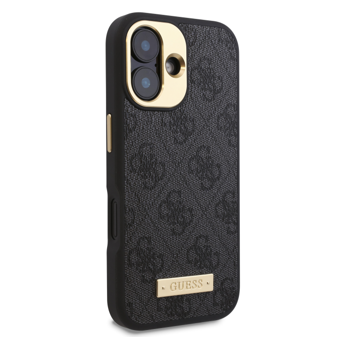 iPhone 16 black Magsafe 4G PU Logo Plate GUESS nugarėlė