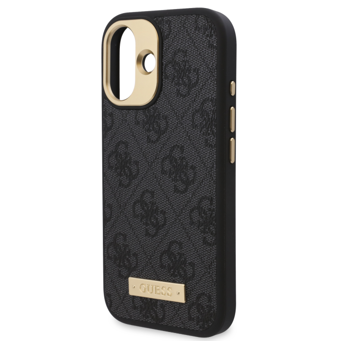 iPhone 16 black Magsafe 4G PU Logo Plate GUESS nugarėlė