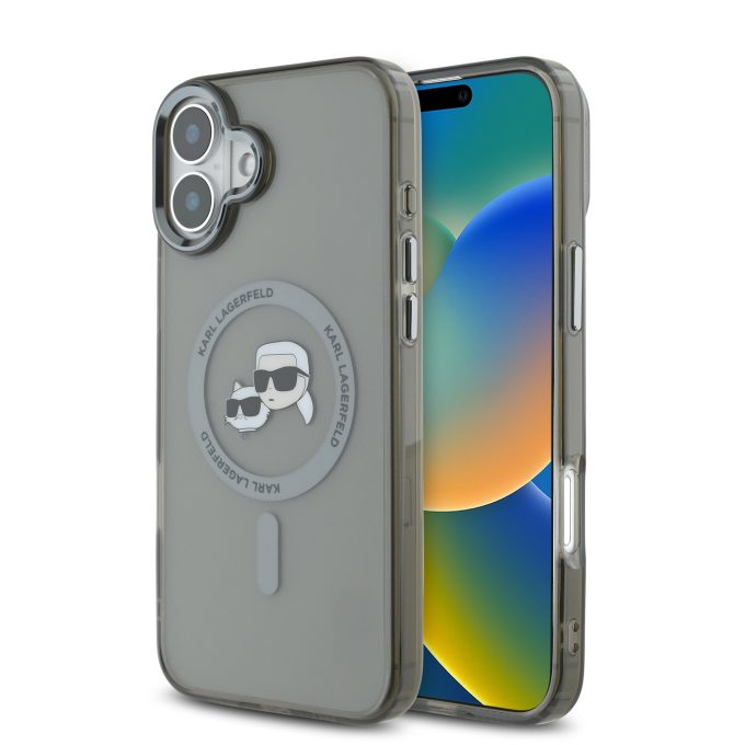 iPhone 16 black  Magsafe IML Metal KC Heads KARL LAGERFELD nugarėlė