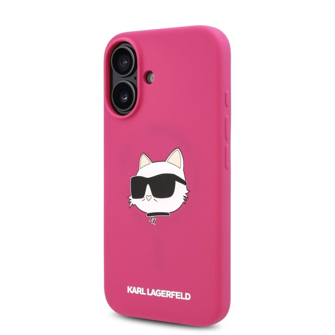 iPhone 16 fuschia Magsafe Sil Choupette Head Print KARL LAGERFELD nugarėlė