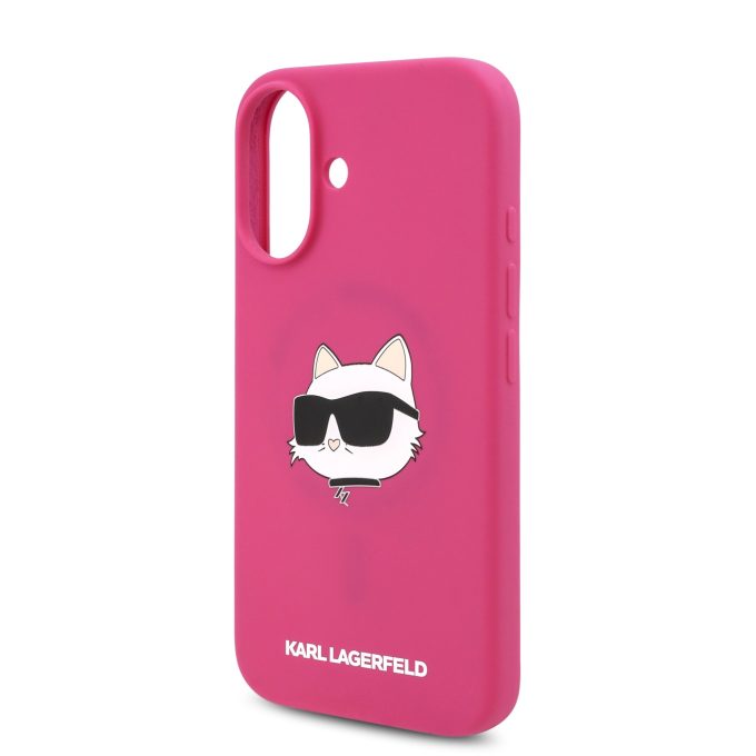 iPhone 16 fuschia Magsafe Sil Choupette Head Print KARL LAGERFELD nugarėlė