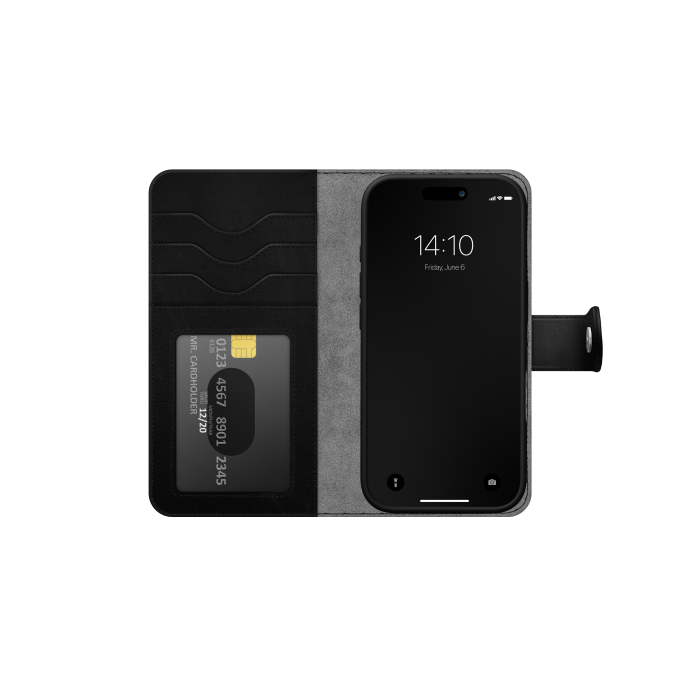 iPhone 16 iDeal Of Sweden dėklas MagSafe Magnet Wallet+ Black