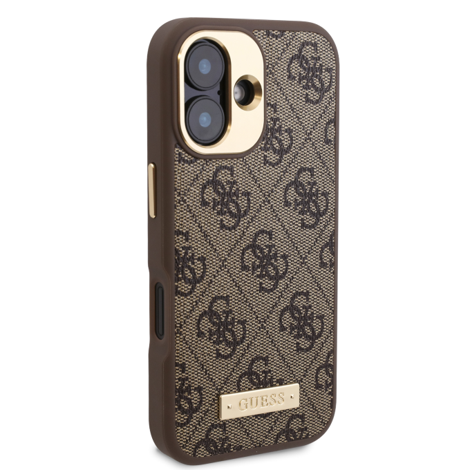 iPhone 16 PLUS brown Magsafe 4G PU Logo Plate GUESS nugarėlė