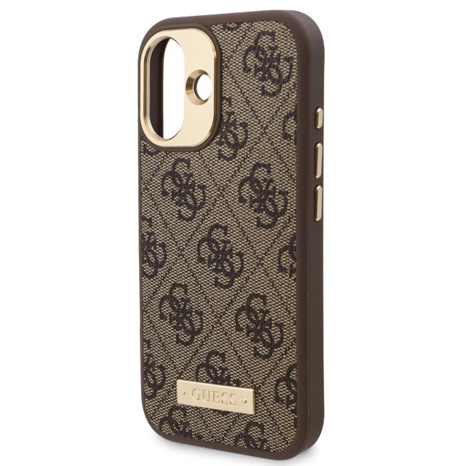 iPhone 16 PLUS brown Magsafe 4G PU Logo Plate GUESS nugarėlė