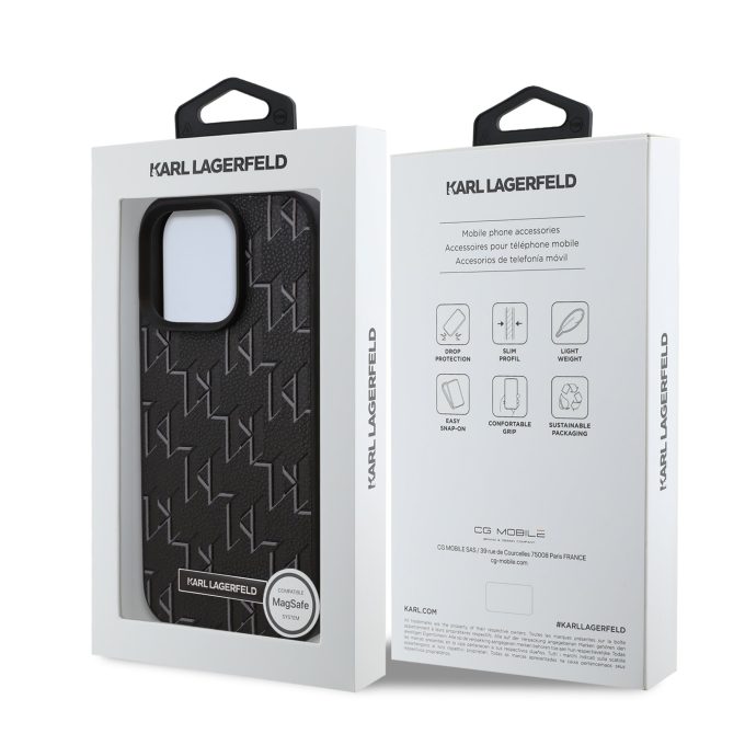 iPhone 16 PRO black Magsafe PU Hot Stamp KARL LAGERFELD nugarėlė