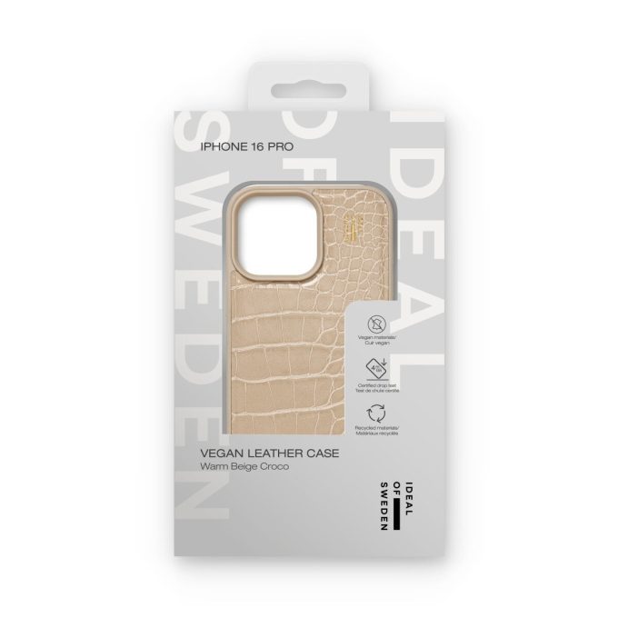 iPhone 16 PRO iDeal Of Sweden nugarėlė MagSafe Vegan Leather Warm Beige Croco