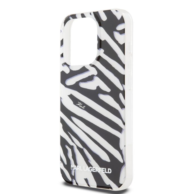 iPhone 16 PRO MAX black IML Zebra with Cord KARL LAGERFELD nugarėlė