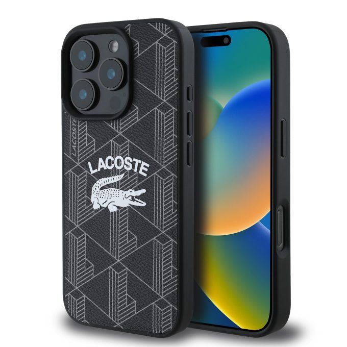 iPhone 16 PRO MAX black Magsafe Mono PU Vintage Logo LACOSTE nugarėlė