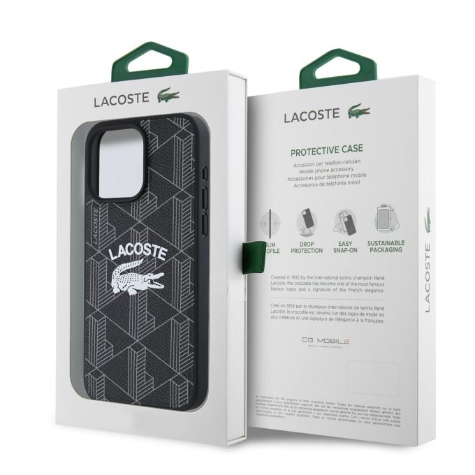 iPhone 16 PRO MAX black Magsafe Mono PU Vintage Logo LACOSTE nugarėlė