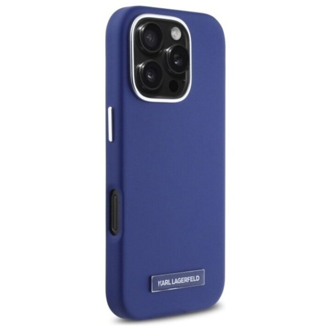 iPhone 16 PRO MAX blue Magsafe PU FW Metal Plate KARL LAGERFELD nugarėlė
