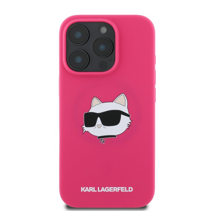 iPhone 16 PRO MAX fuschia Magsafe Sil Choupette Head Print KARL LAGERFELD nugarėlė