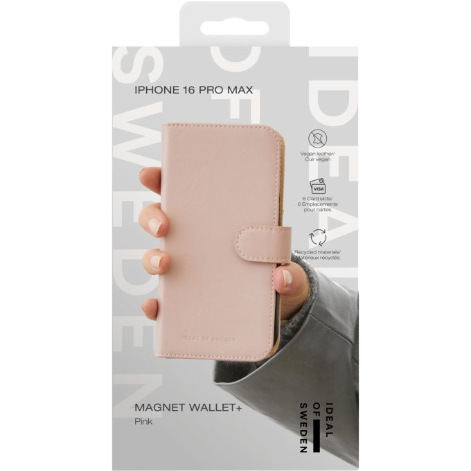 iPhone 16 PRO MAX iDeal Of Sweden dėklas MagSafe Magnet Wallet+ Pink