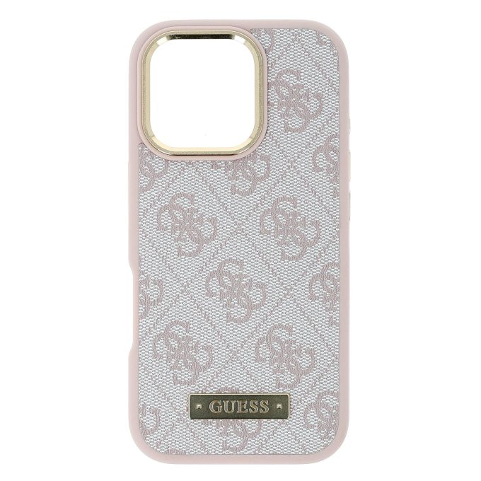 iPhone 16 PRO pink Magsafe 4G PU Logo Plate GUESS nugarėlė