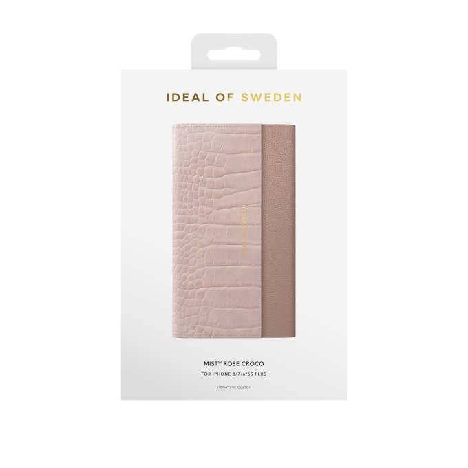 iPhone 6+/7+/8+ iDeal Of Sweden dėklas Signature Clutch Misty Rose Croco